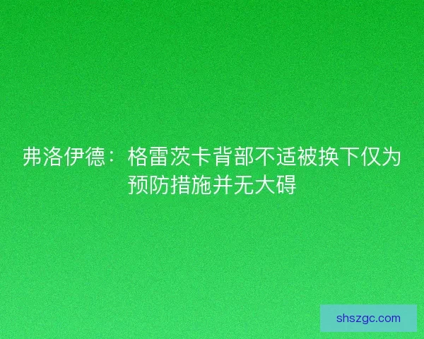 弗洛伊德：格雷茨卡背部不适被换下仅为预防措施并无大碍
