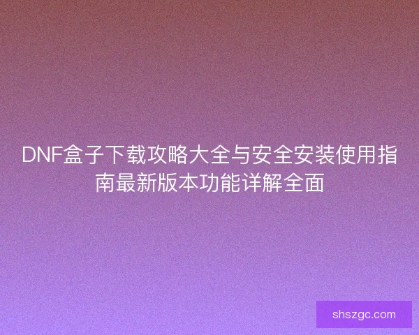 DNF盒子下载攻略大全与安全安装使用指南最新版本功能详解全面 DNF盒子下载攻略大全与安全安装使用指南最新版本功能详解全面