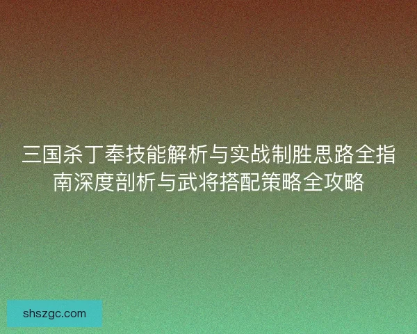 三国杀丁奉技能解析与实战制胜思路全指南深度剖析与武将搭配策略全攻略