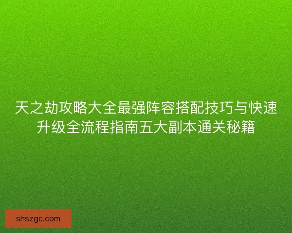 天之劫攻略大全最强阵容搭配技巧与快速升级全流程指南五大副本通关秘籍