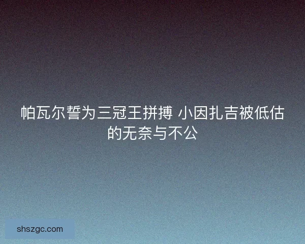帕瓦尔誓为三冠王拼搏 小因扎吉被低估的无奈与不公 帕瓦尔誓为三冠王拼搏 小因扎吉被低估的无奈与不公
