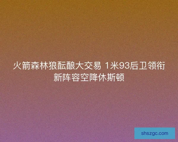 火箭森林狼酝酿大交易 1米93后卫领衔新阵容空降休斯顿 火箭森林狼酝酿大交易 1米93后卫领衔新阵容空降休斯顿